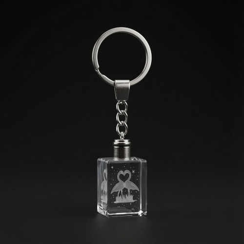 Crystal keychain, flamingo model